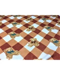 Tessuto pile antipilling rombi con orsetto stampato alto 150 cm 00575 - Imagen 1 de 8