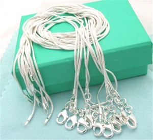 10 Stck. Großhandel 925 Sterlingsilber massives Silber 1 mm 16-30 Zoll Schlangenkette Halskette - Bild 1 von 1