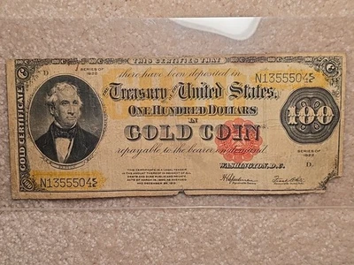 Serie 1922 $100 CIEN DÓLARES Certificado Oro EE. UU. Talla Grande Fr#1215 Foto 1 de 4