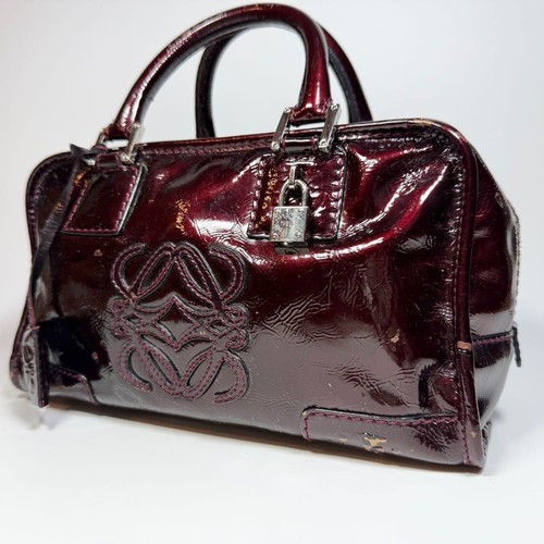 Borsa a mano LOEWE Amazona Anagram 28 con chiave pelle bordeaux vintage autentica