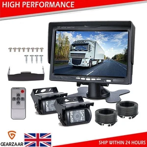 Dual RV Backup Camera Rear View Camera + 7" LCD Screen Wide Angle Reverse Camera - Picture 1 of 11