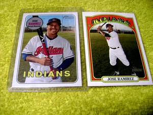 2018 Topps Heritage Baseball JOSE RAMIREZ #291 & 2021 HERITAGE #297 INDIANS MINT - Bild 1 von 3
