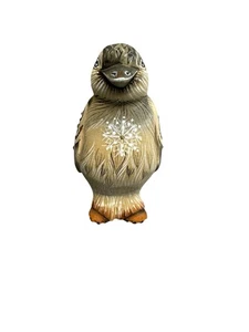 Vintage Holz handgeschnitzt Vogel Figur handbemalt mit bunten Edelsteinen 3,5" - Bild 1 von 10