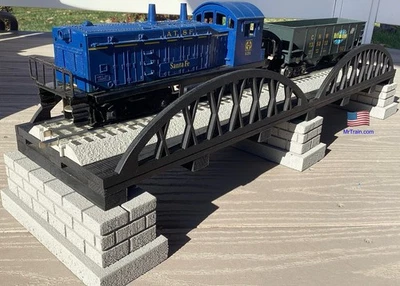 O Scale/Gauge Model Train 24 Inch Double Bowstring Bridge & Gray Piers |USA Made - Image 1 of 3