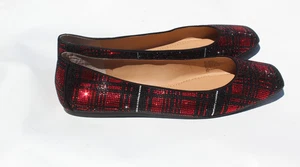Scarpe da ballo INC Plaid ballerine 11,5, 12 strass rosso nero OFFERTA Natale nuove - Foto 1 di 10