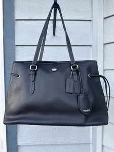 Borsa da trasporto Coach Peyton in pelle con coulisse colore nero - Foto 1 di 12