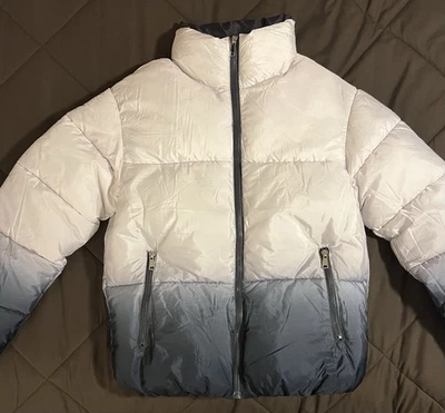 Members Only Women’s Ombre Puffer Jacket White-Black Size Large BNWT - Image 1 of 4