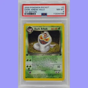 Pokemon 1st Edition Dark Arbok Holo 2/82 Team Rocket PSA 8 NM/Mint - Picture 1 of 4