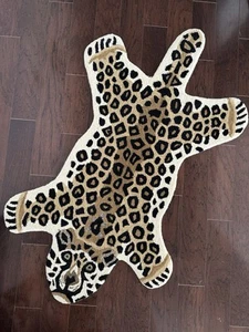 NEW ANTHROPOLOGIE Cheetah SAFARI Wool RUG - Picture 1 of 5