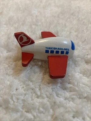 Wood Toy Plane Turkis Airlines long 7cm or 2 3/4" - Image 1 of 4