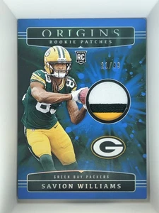 Parche de novato azul de fútbol americano 2025 Origins Savion William 21/49 Green Bay - Imagen 1 de 7