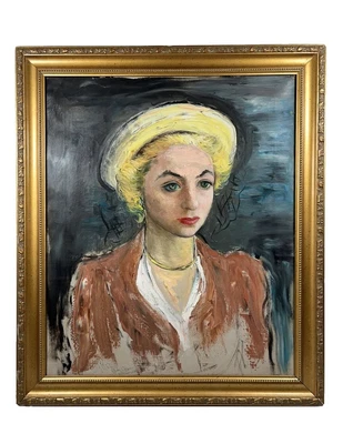 PINTURA AL ÓLEO VINTAGE RETRATO MUJER ANTIGUA MODERNISMO GLADYS ROCKMORE DAVIS Foto 1 de 4