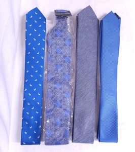 Remus Uomo Mens Tie Bundle Blue Pattern Paisley Microfibre Classic Lot 4 - Picture 1 of 11