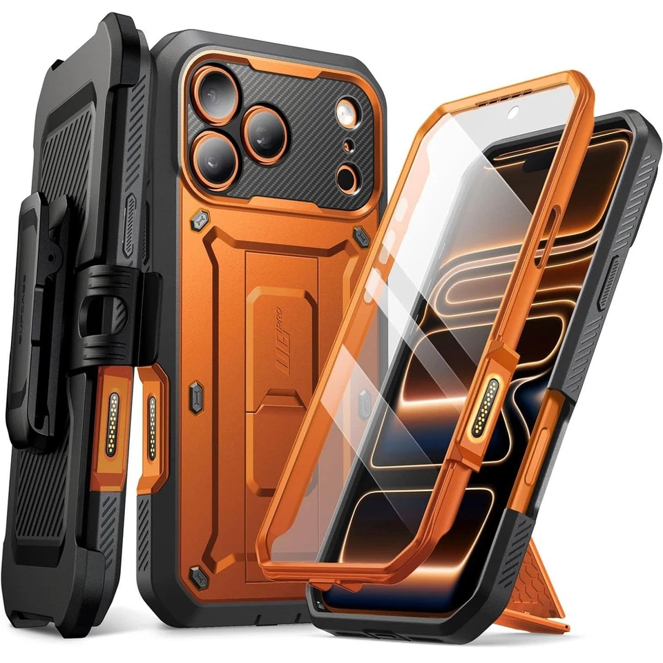 Handyhülle für iPhone 17 Pro Max Supcase Case Cover Schutzhülle Schwarz-Orange