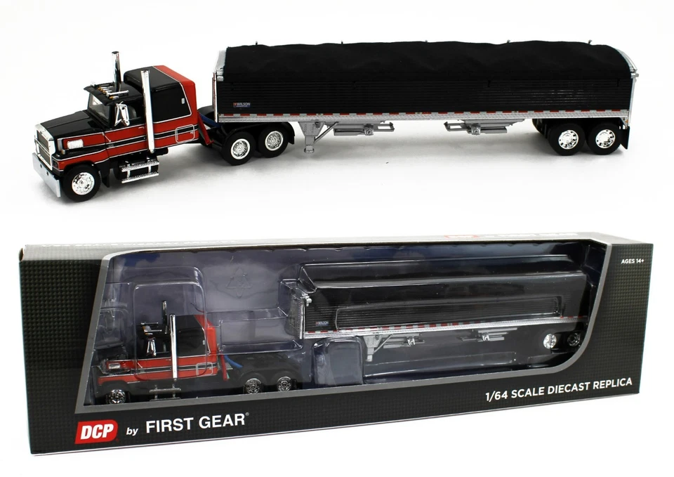 DCP 1:64 *BLACK & RED* FORD LTL 9000 Flattop & Wilson Grain Trailer *NIB* - Image 1 of 4