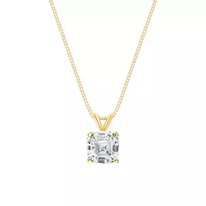 Collana IGI F/VS 2,5 Ct Asscher Lab Creata Diamanti Coltivati Oro Giallo Massiccio 14K - Foto 1 di 3