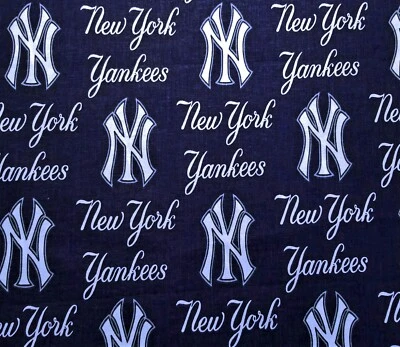 New York Yankees Fabric-17" x 56"- 100% Cotton- Great Logo- Extra Long  56" - Image 1 of 2