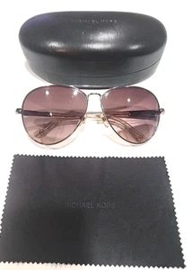 Michael Kors M2477S Silver Metal Gray Aviator Sunglasses 62-13 135 Case Cloth - Picture 1 of 9
