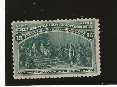 US Scott #238 mint never hinged 15c dark green Columbian Exposition 1893 og f/vf - Image 1 of 2