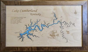 Lake Cumberland, KY - Mappa in legno tagliata al laser | Wall Art | Su ordinazione - Foto 1 di 1