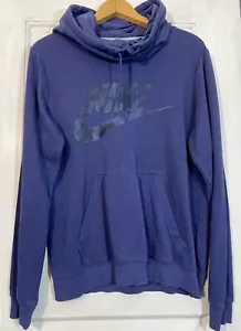 Nike Club Funnel Hoodie Womens Size L Purple Camo Center Swoosh - Picture 1 of 10