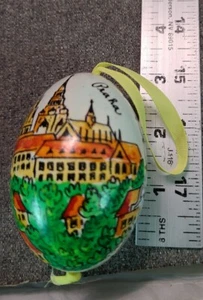 Huevo de arte popular checo de madera pintado a mano grande de colección de Praga Praga - Imagen 1 de 5