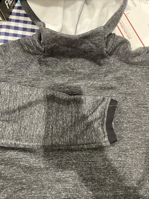 FLX 男式黑色 Heather 抓绒活动/户外套衫拉链口袋连帽衫 L — 第 1/4 张图片