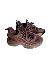 Steve Madden Women's Sneakers Burgundy Rhinestone Gum Bottom Sz 6M See Desc. - Picture 1 of 8