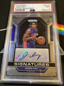 2022-23 Panini Prizm - Rookie Signatures - Jaden Ivey - PSA Mint 9 - Picture 1 of 2