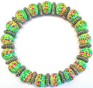 NEU ANGELA MOORE ARMBAND GRÜN BLAU ROSA ROT GOLD SPACERS - Bild 1 von 3