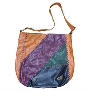Roxy Faux Leather Patchwork Boho Slouchy Shoulder Bag Purse - Picture 1 of 10