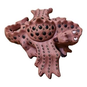 Vintage Handmade Dragon TerraCotta Sculpture Trinket Box Funny  Lady Bug Whistle