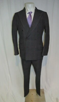 Traje Tom Ford Base C 100 % gris cachemir a cuadros solapa pico 6x2 doble pecho 40R Foto 1 de 4
