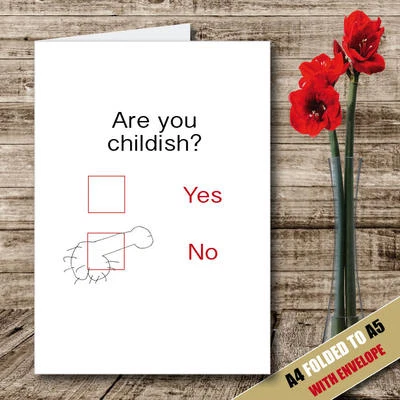 ARE YOU CHILDISH WILLY Greeting Card Dad Birthday Rude Humour Funny Joke TGF  42 - Image 1 of 3
