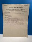 Howard Royer 1909 Letter Royer And Balsdon Circus Enterprises And Circut Ltr Head