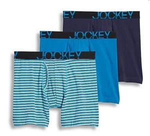 JOCKEY 3-PACK ACTIVE-STRETCH LONG LEG BOXER BRIEFS SIZE MED 32-34 NEW IN BOX - Picture 1 of 5