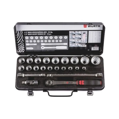 Chiavi a Bussola 1/2 a Cricchetto Multiprofilo Kit 23pz - WÜRTH 096513 023 - Immagine 1 di 4