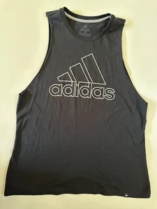 Adidas The Go-To Performance Tee Men Large Black Climalite Round Neck Sleeveless - Picture 1 of 3