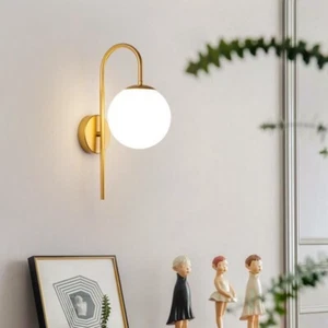 Indoor Modern Wall Lamp Bedroom Glass Wall Light Hotel Wall Sconce Wall Lighting - Picture 1 of 8
