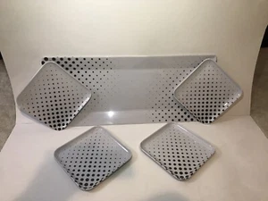 Black & White Appetizer Tray With 4 Plates - Picture 1 of 3