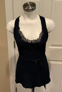 Tracy Reese Navy Blue Floral Lace Tank Top W/ Waist Tie, Size Large, NWT! - Picture 1 of 7