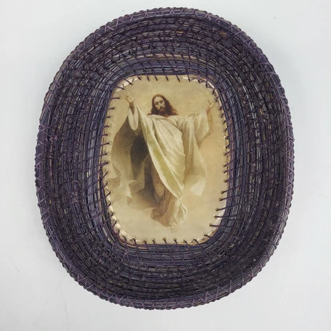 Pine Needle Basket Woven Resurrection Jesus Artisan Hand Made Cover