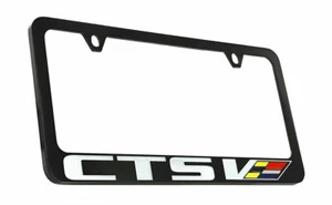 Cadillac CTS V Black Coated Brass Metal License Plate Frame Holder - Picture 1 of 4