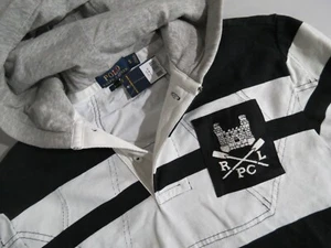 NWT Polo Ralph Lauren Custom Fit white and black hooded Rugby style No 7 shirt S - Picture 1 of 8