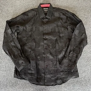 Barabas Button Up Shirt Mens Large Black Long Sleeve Transparent Clubwear Luxury - Picture 1 of 7