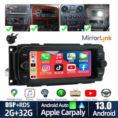 Radio de coche GPS Carplay para Dodge Jeep Grand Cherokee Wrangler Chrysler Android 13 Foto 1 de 4