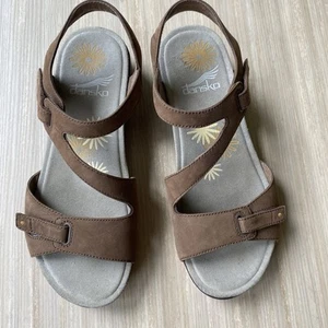 Dansko Women's Sandals Brown Leather Hook And Loop Closure Size 6 Open Toe - Picture 1 of 5
