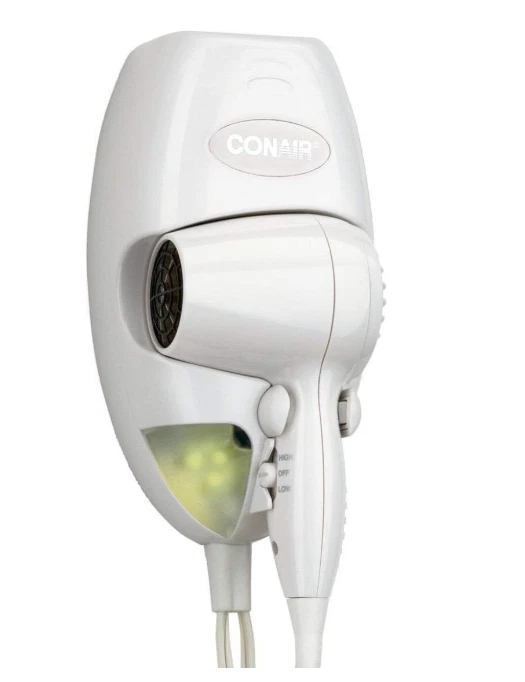 Conair 1600 Watt Wall-Mount Hair Dryer with LED Night Light, White - Image 1 of 1