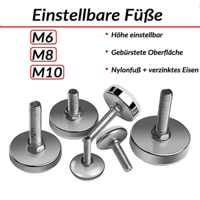 Verstellbare Füße Fuß M6 M8 M10 Starke Tragfähigkeit Nivelliermaschine Möbelfuß - Bild 1 von 4