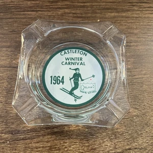 Antiker Vintage Castleton Winter Carnival Glas Aschenbecher 1964 - Bild 1 von 3